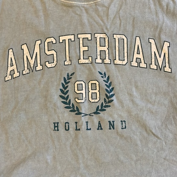 Wild Fable Amsterdam Green Blue Long Sleeve Cropped Shirt - Picture 5 of 9